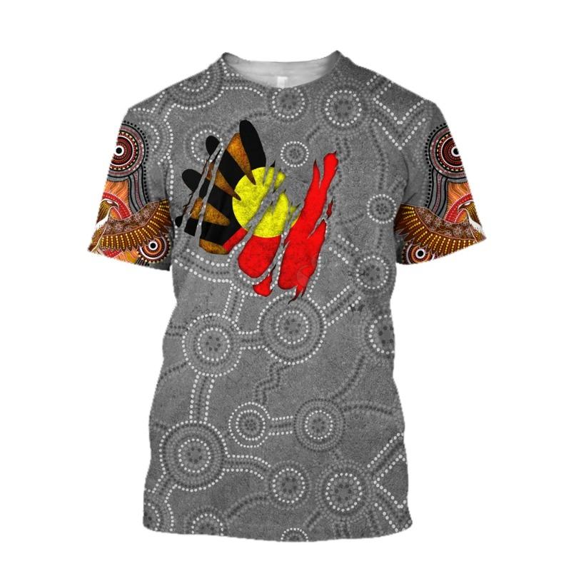 Australian Aboriginal Characteristic Style Animal 3D Print Men's And Women's Summer Personality Round Neck Short Sleeve T-shirt