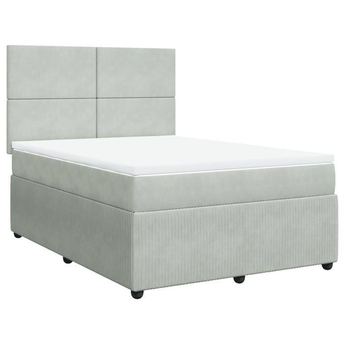 VidaXL Sommier à lattes de lit et matelas Gris clair 160x200cm Velours, lit, lit à plate-forme, lit à panneaux, meuble de 3292376