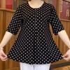 2023 Summer Trendy Mid-Sleeve Polka Dot Round Neck Korean Plus Size Top