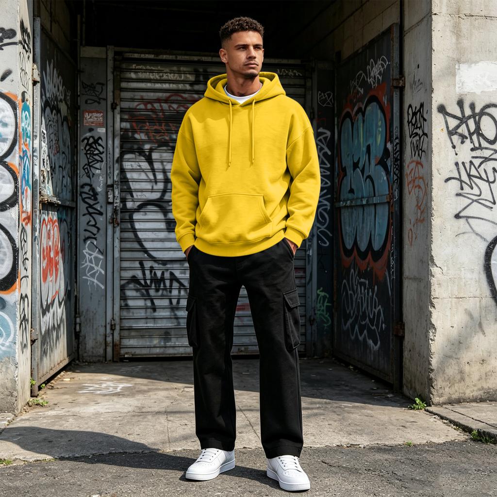 Men's Casual Loose Fit Hoodie and Cargo Pants 2 Piece Set with Elastic Waist for Everyday Streetwear