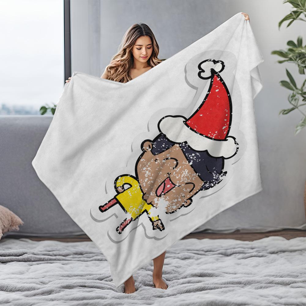 Cute Cartoon Boy Throw Blanket Soft Cozy Kids Bedding Flannel Warm Comforter for Girls Boys Nursery Dorm Room Decor Gift