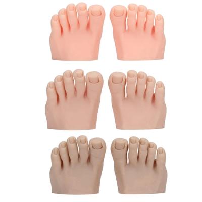 1 Pair Practice Fake Foot Flexible Movable Soft Silicone Fake Foot Prosthetic Manicure Tool for Nail Training Display