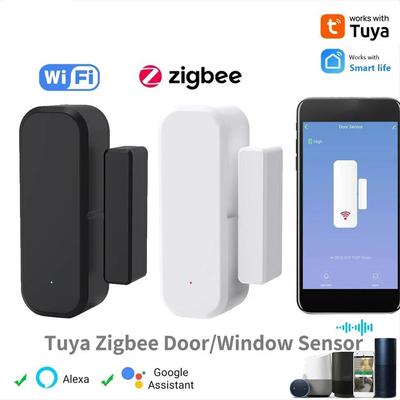 Tuya WiFi/Zigbee Smart Door and Window Sensor Smart Home Magnetic Security Alarm Smart Life APP Remote Monitor Works with Alex Google Home