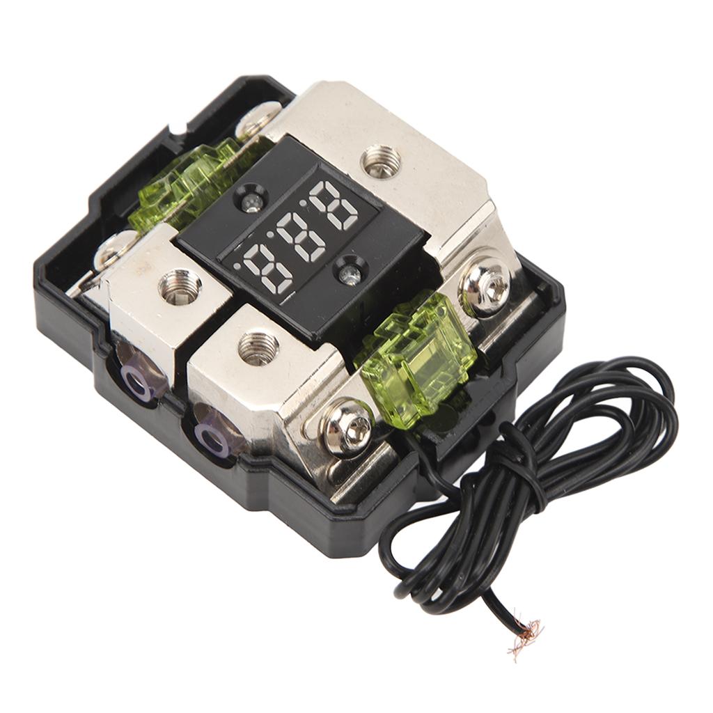 Car Audio Fuse Holder 4GA IN 4GA OUT 100A Digital Display Stereo Distribution Block Box for Automobile Boat Yacht RV