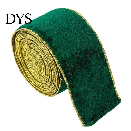 Wide Ribbon for Wreaths Velvet Christmas Ribbon, 2.5 x 78 Inch Wired with Gold Edges Red Green Gift Wrapping, Bow Making, DIY Crafts, Garland, Wreath,