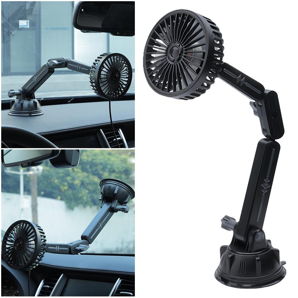 Sucker Car Windshield Fan 12V 24V Car Cooling Fan 360 Degree Rotatable Portable Auto Cooling Fan for Truck SUV Sedan RV Van Boat