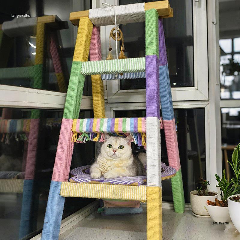 Handmade Colorful Cotton Rope Cat Tree DIY Kit - Large Anti-Scratch & Bite-Resistant Cat Scratching Post
