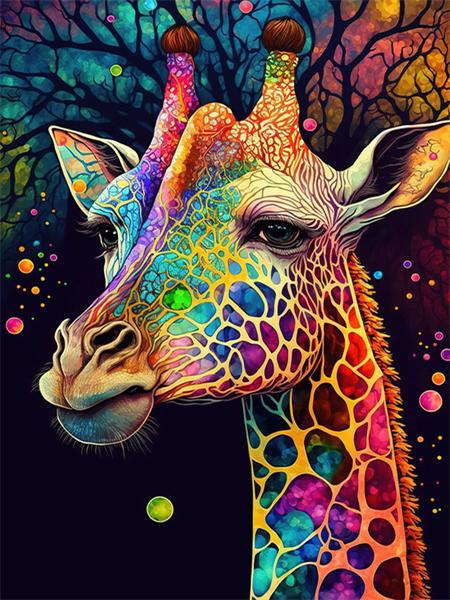 Full Square/Round Giraffe Colorful Home Decor Mosaic Embroidery Animal Fantasy Handmade Wall Art