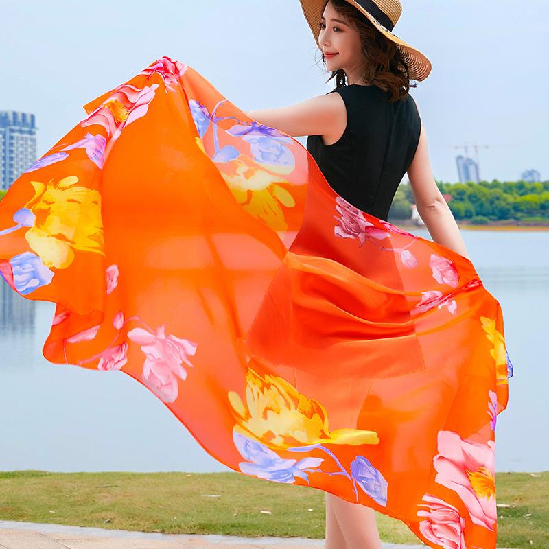 გაზაფხული/ზაფხული ახალი ქალის აბრეშუმის შარფი 90 * 90 სმ სიმულირებული აბრეშუმის ტილო კვადრატული შარფი მოდური პრინტიანი დიდი კვადრატული შარფი პროფესიონალური შარფი