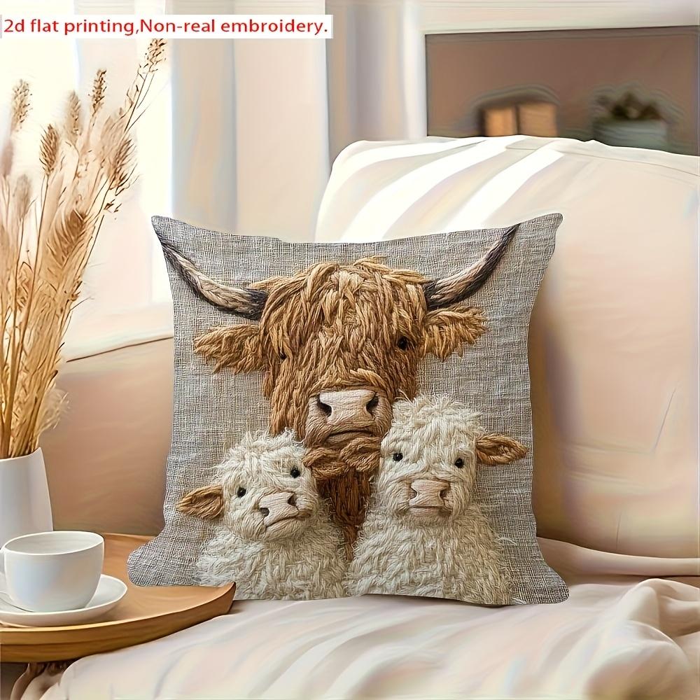 1pc Cute Animal Short Plush Small Cattle and Sheep Pillow Cover Does Not Contain Core Suitable for Living Room Home Decoration Bedside Cushion