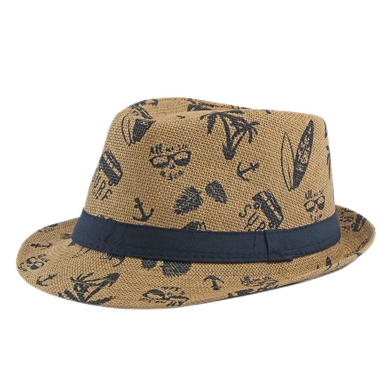 2025 New Korean Trendy Sun Hats British Top Hat Women's Men's Grometric Straw Hat Belt Jazz Hats Couple Beach Hat Fedoras Cap