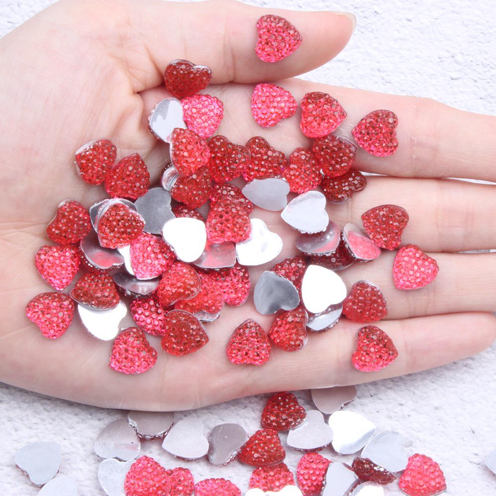 Multi-Color Shiny Peach Heart Resin Rhinestones - 8mm, 10mm, 12mm DIY Decor