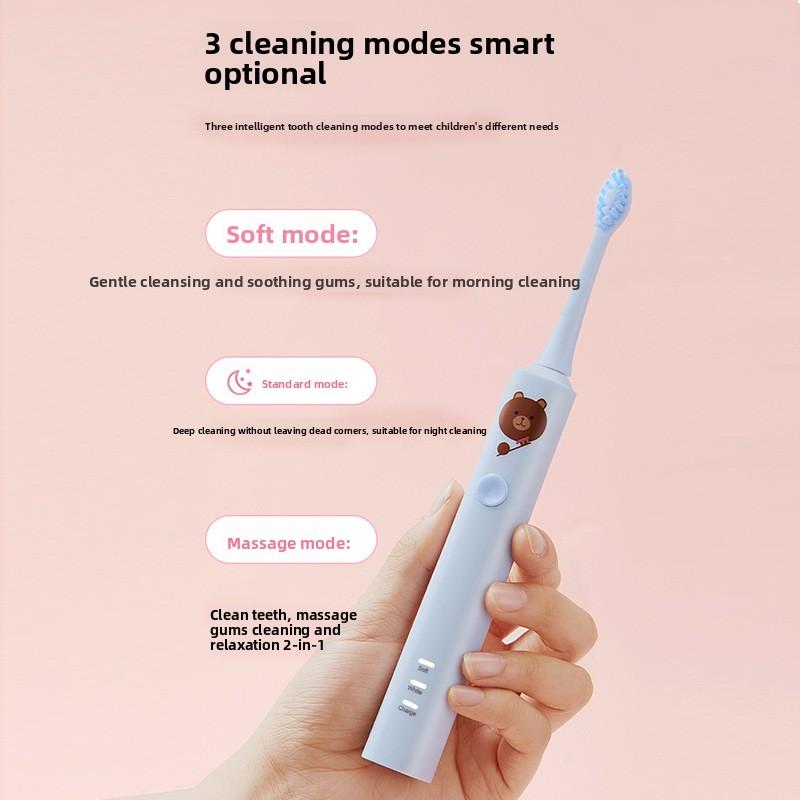 Children's Electric Toothbrush Cute Cartoon Soft Hair Intelligent Timing Sonic Charging Children's Toothbrush