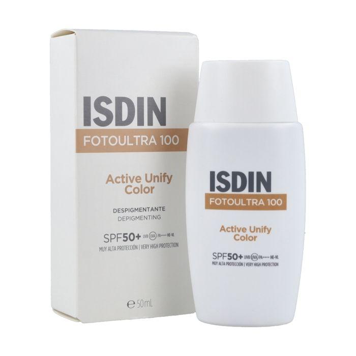 Solaire - Isdin - Fotoultra Active Unify - Fluide Couleur SPF 100+ - 50 Ml - Non Comédogène