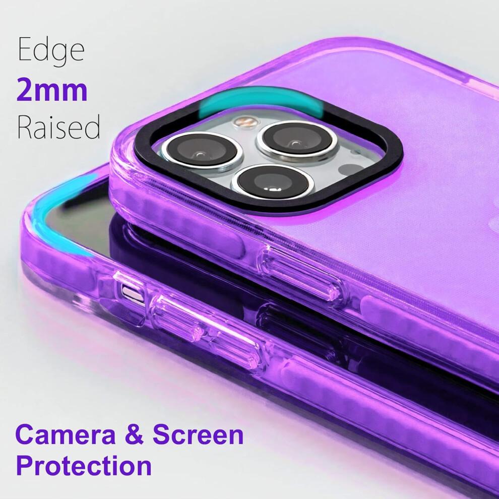 iPhone 14 Pro, Cute Retro Vibrant Design Phone Cases for Women,Camera Protector Cover Soft Silicone Shockproof Protective Case Neon Purple