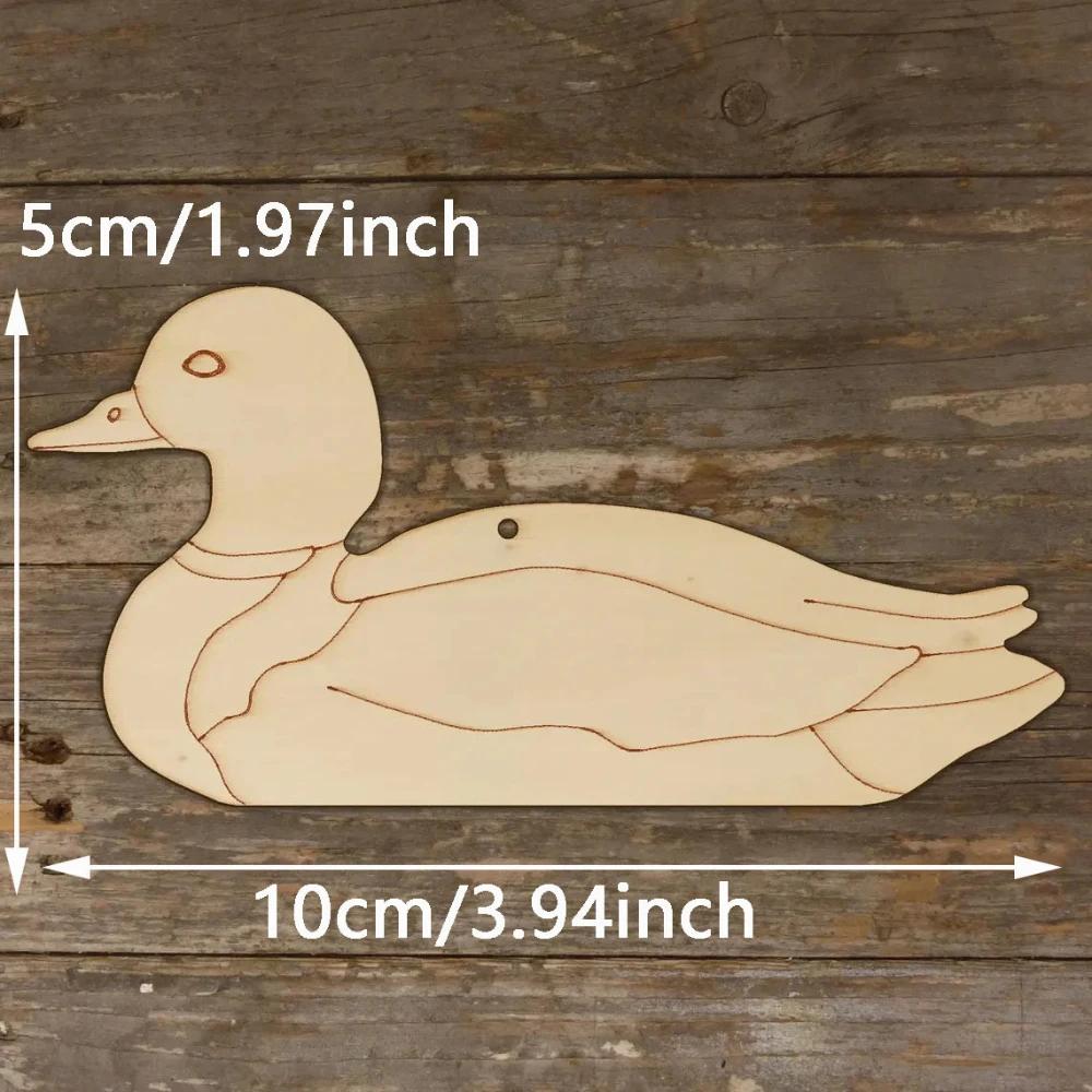 10pcs Pack Laser-Cut Duck Wood Blanks - Retro Hollow Duck Shapes Suitable for Christmas, Thanksgiving,Easter Decorations
