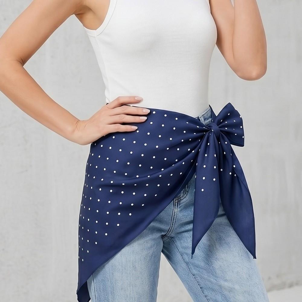 Polyester Polka Dot Head Scarf Elegent Jeans Waist Belt Fashionable Bandana Office Style