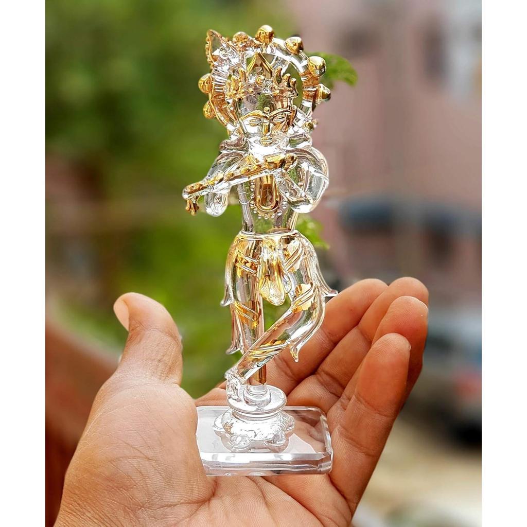 Krishna Kishan Murti Idol Statue Sculpture (5.25") | Crystal Glass