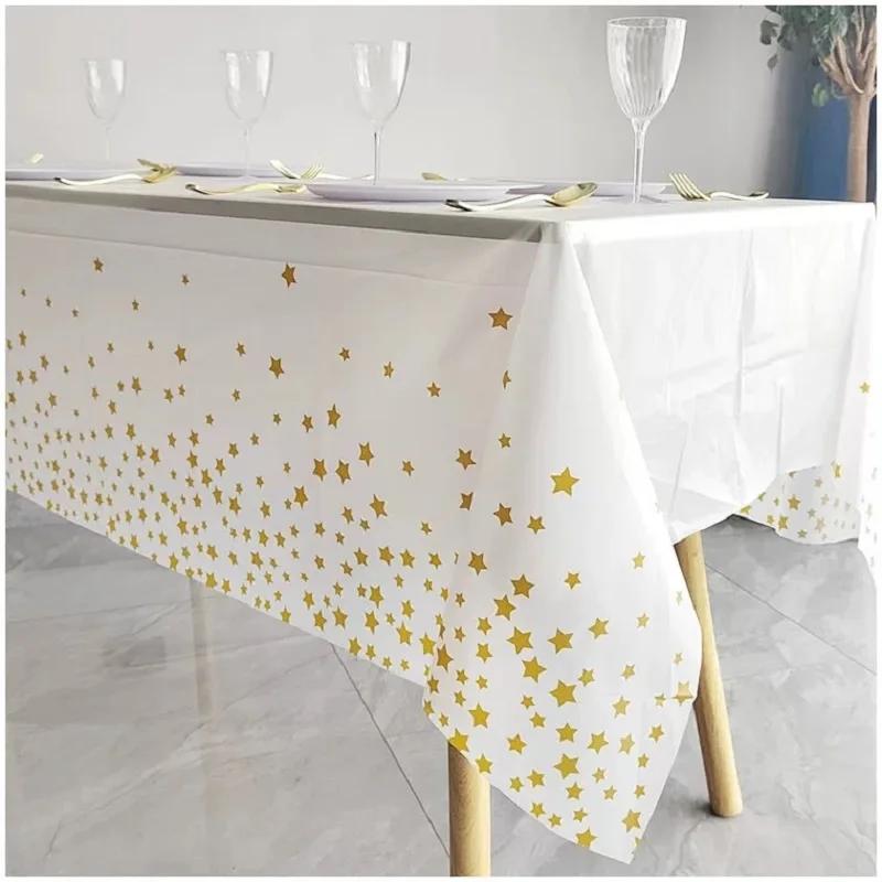 1 Stück Fünfzackige Geburtstagsparty Rechteckige Dekorative Tischdecke Einweg-Plastiktischdecke Praktische Tischdecke 137cm*274cm