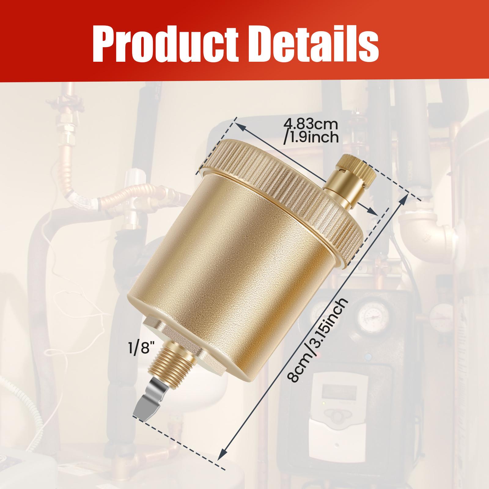 

2/1Pcs Automatic Air Vent Valve 1/8 Inch Brass Automatic Air Bleed Vent, Float Valve for Hot Water Radiators Heating System 1pc