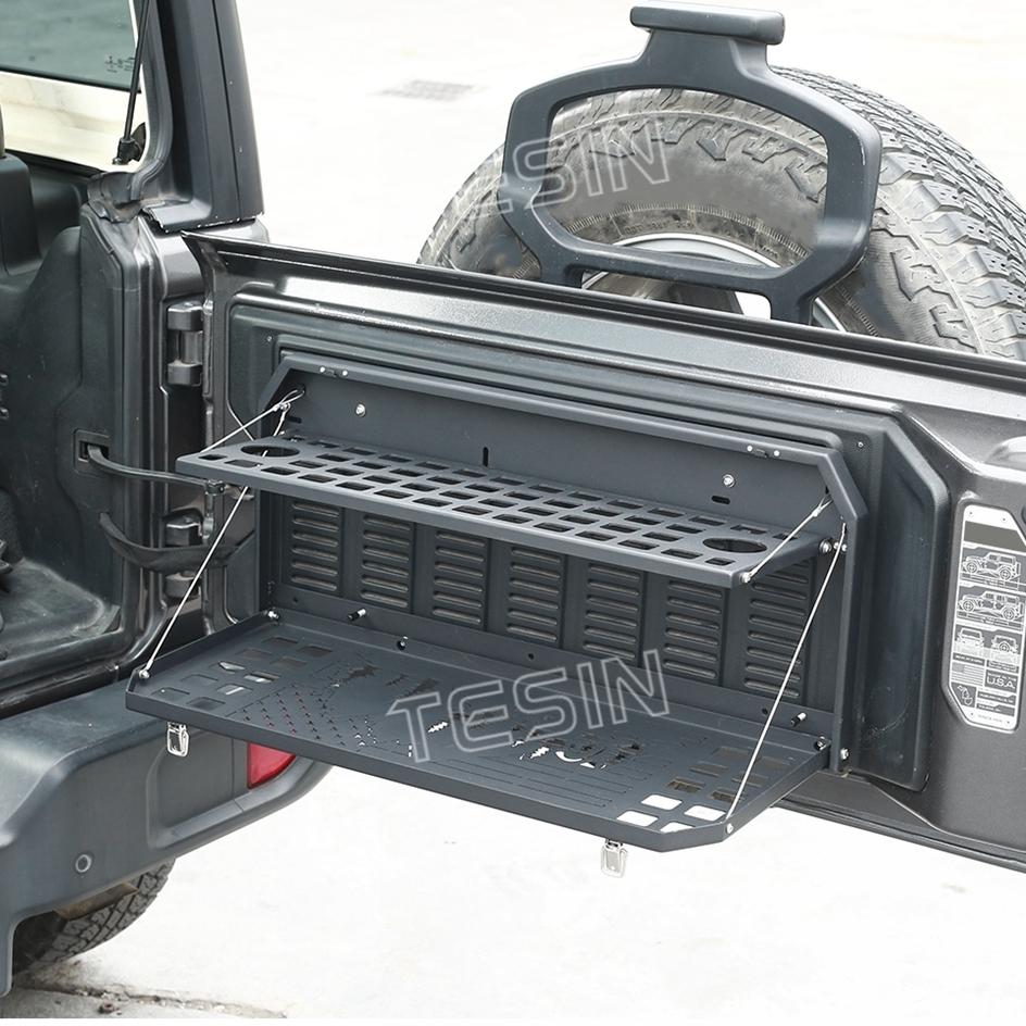 TESIN Car Tailgate Table Rear Door Foldable Shelf Cargo Luggage Storage Rack for Jeep Wrangler JK JL 2007-2022 2023 Accessories