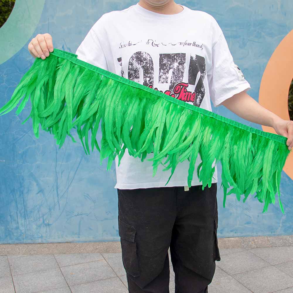 1 Meter Natürliches Rotes Hahnenhechel Federbesatz Fransen 10-12 Zoll Hochzeit Karneval Party Dekoration DIY Kleidung Nähen Handwerk