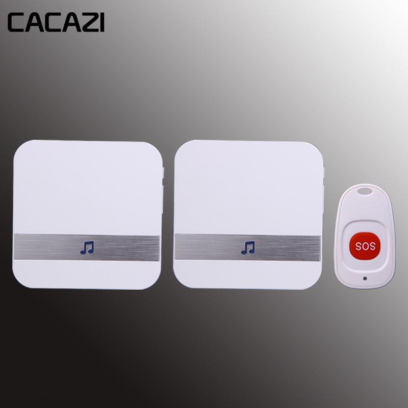 Smart Home Wireless DC Alarm & Elderly Call System with Remote Doorbell Control White
