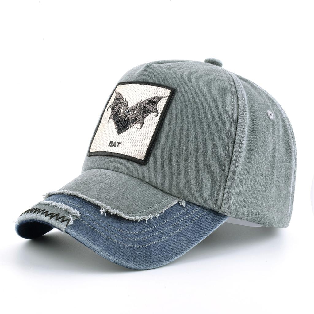 Vintage Denim Baseball Cap With Embroidery Bat Patch Men Snapback Hip Hop Dad Hats Women Four Seasons Adjustable Visor Cap