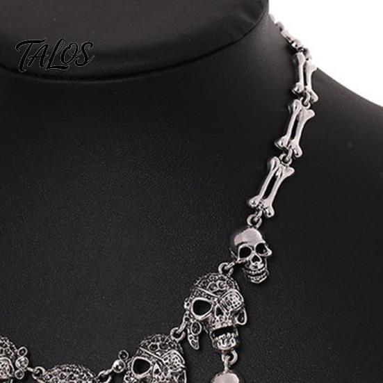Accessori Estetica Oscura Collana con Teschio e Nappe Multistrato Vintage, Bracciale Collana Horror da Donna per Gioielli di Moda Edgy Donna, Gotico Halloween