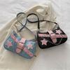 New Korean version underarm bag women's spring foreign style contrasting color shoulder bag casual personalized chain denim women's bag