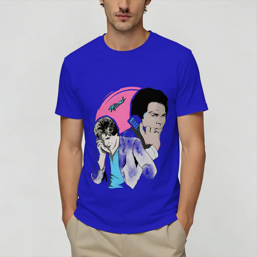 Vintage Miami Vices Unisex T-Shirt Lustige T-Shirts Kurzarm Rundhals T-Shirts 100% Baumwolle Erwachsenenkleidung