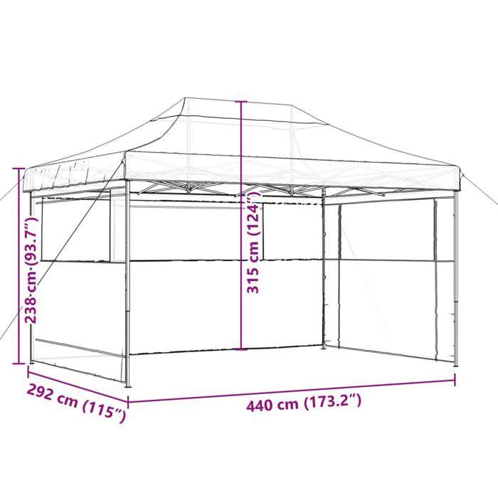 VidaXL Collapsible Pop-Up Party Tent 3 Sidewalls Green, Tent, Awning Tent, Gazebo Awning, Tent 4004968