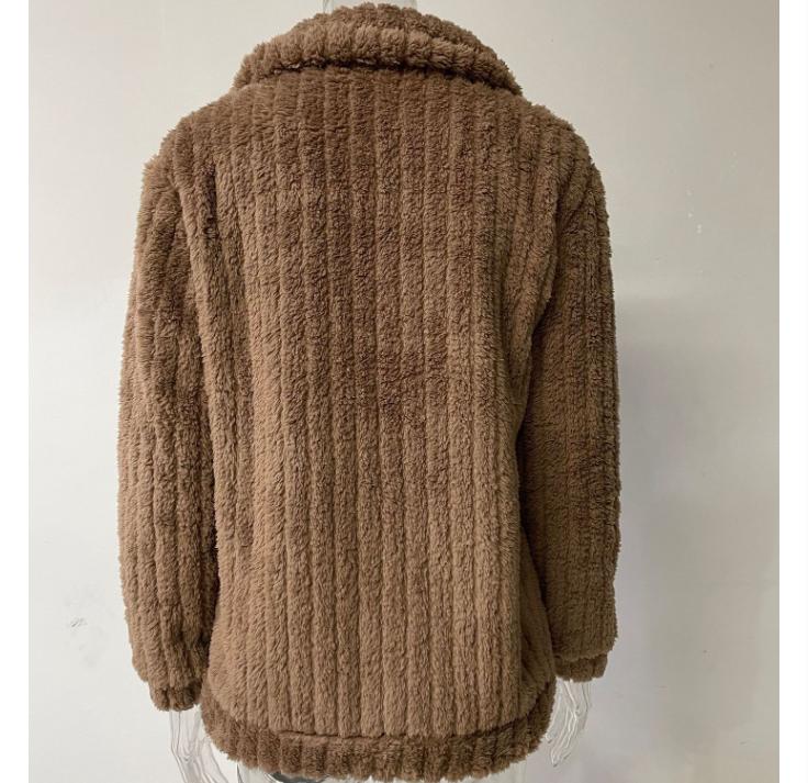 Autumn and Winter Plush Cardigan with A Short Collar Jacket