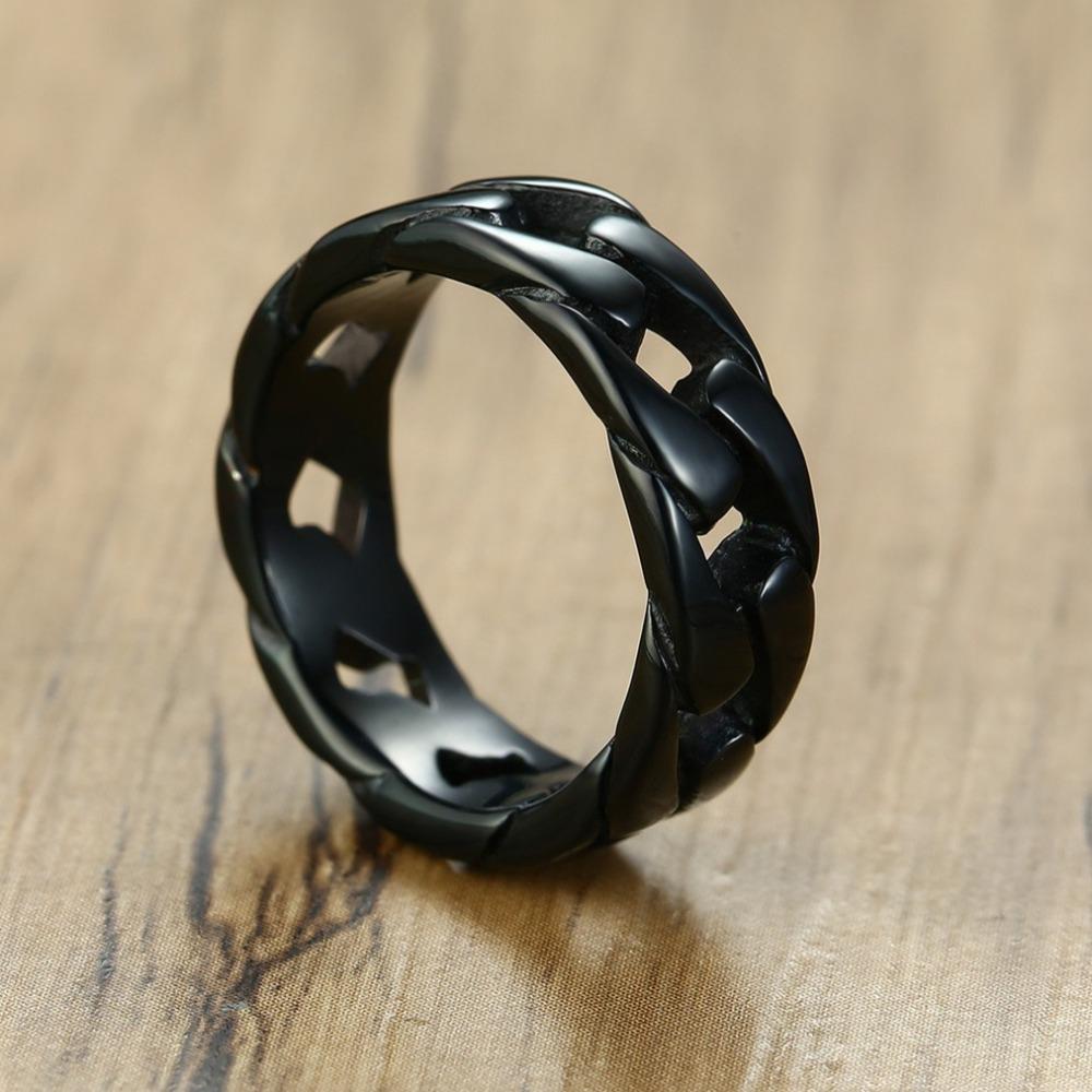 Kubanische Gliederring Herren Titanstahl Kette Schmuck Hip Hop Punk Gothic Stil Accessoires