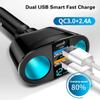 120-240W PD QC3.0 Car Fast Charger Adapter Car Socket Splitter Digital Display Power Adapter for All Phone