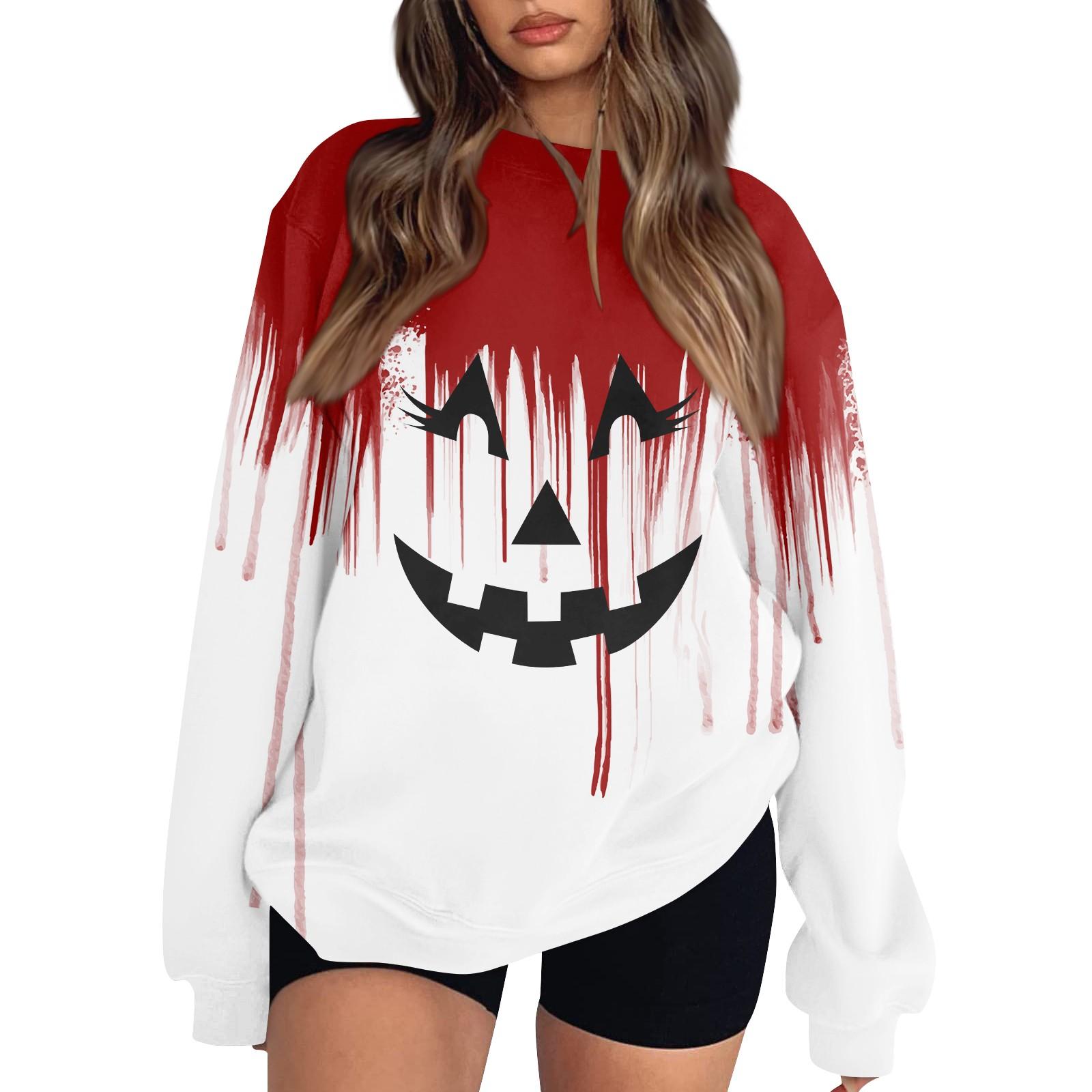 

Женский модный повседневный свитшот с длинным рукавом и принтом на Хэллоуин S