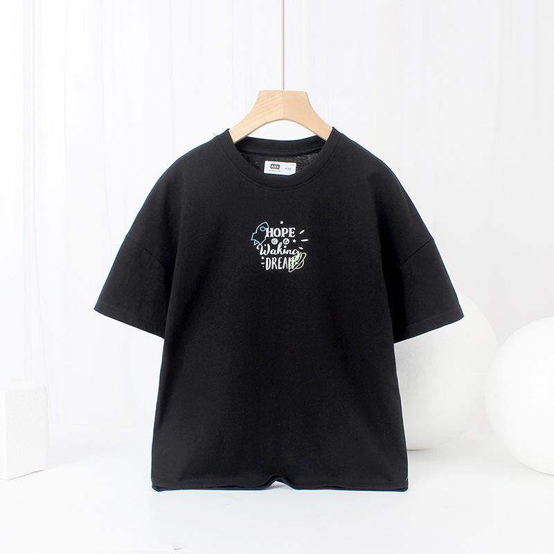 

Детская футболка летняя корейская версия новой детской футболки с короткими рукавами CUHK в детском стиле дышащая футболка для мальчиков с короткими рукавами футболка 160cm