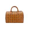MCM Ella Padlock Detail Adjustable Detachable Shoulder Strap Canvas and Leather Boston Bag Tote Shoulder Crossbody Travel Bag Women's Brown