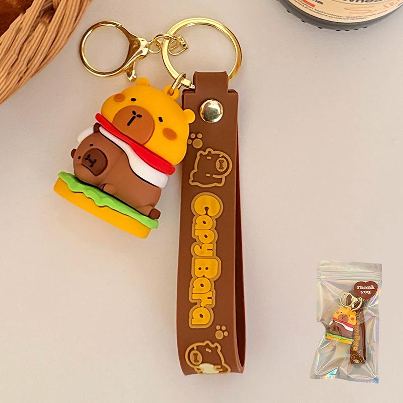 Cute Capybara Keychain Cartoon Animal Doll Keyring Lovely Bag Pendant Backpack Hanging Decoration Couple Gifts