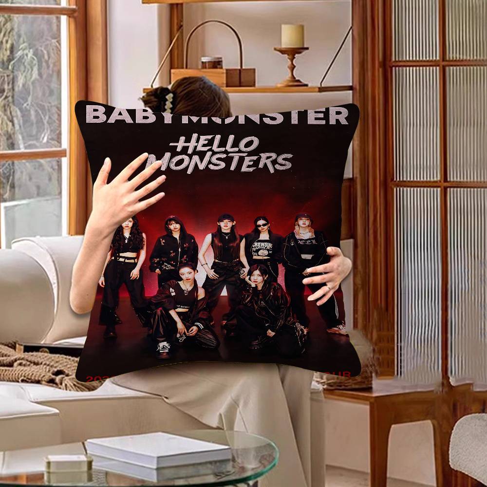 Kpop B-Babymonster Cushion Cover Pillow Cover Decor Pillowcase Printed Cushion Case For Couch