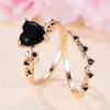 Female Crystal White Zircon Stone Heart Engagement Ring Set Luxury Gold Color Wedding Jewelry For Women