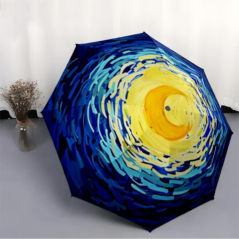 1pc Cosmic Swirl Automatic Umbrella - Automatic Opening And Closing, Sturdy Iron Frame, Portable Folding Design Yy251018192