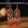 Vintage Bohemian Long Drop Dangle Earrings For Women Geometric Beads Handmade Tassel Crystal Ethnic Boho Wedding Earings Zircon