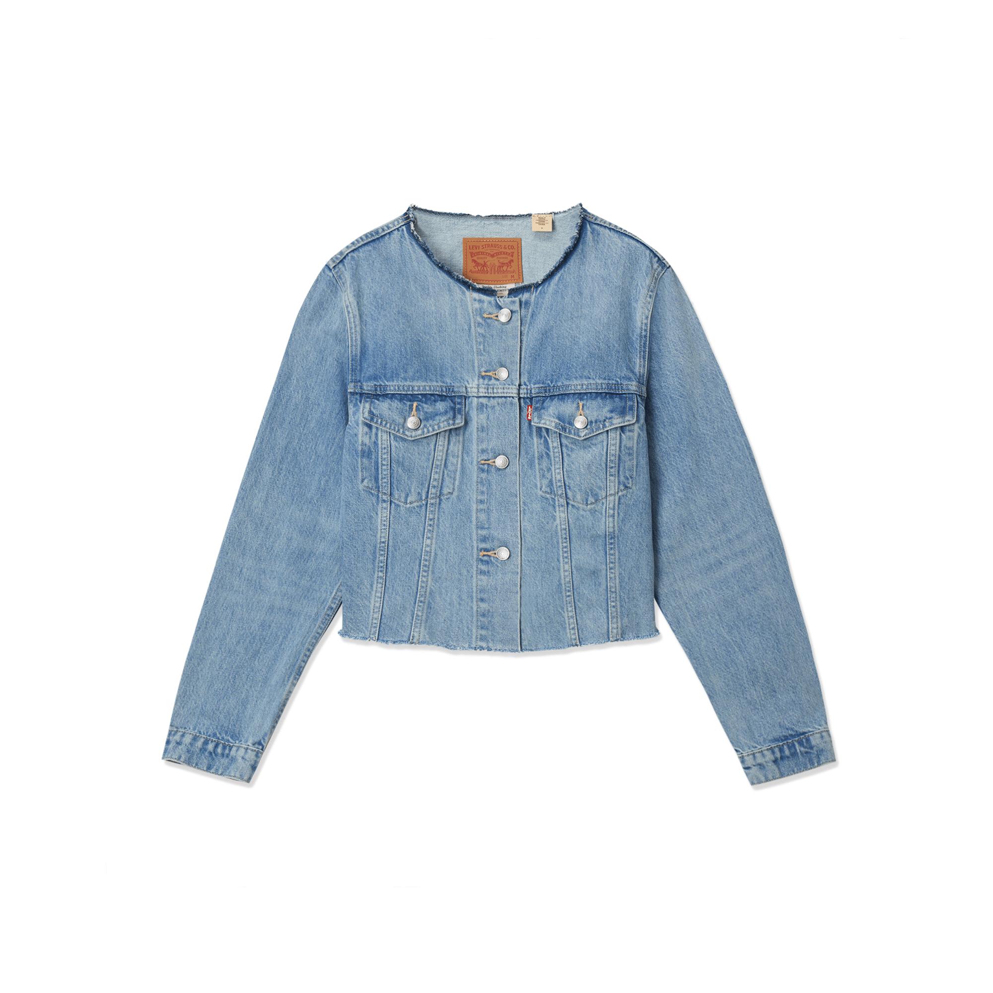 

Levi s Women s Cropped Raw Edge Denim Jacket Blue 001C1-0000 L