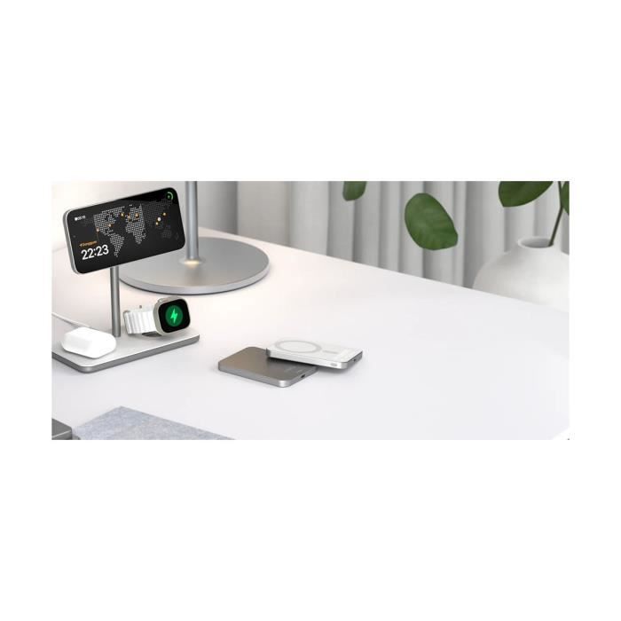 Powerbank 5 000mAh Wireless Magnetic Attachment Compatible MagSafe Ultra-Thin LinQ Grey