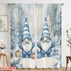 2pcs,2D Plane Printing Curtain Fabric Cute Gnomes Christmas Snow Winter (2) Versatile Fabric (without Rod) Holiday Perfect for