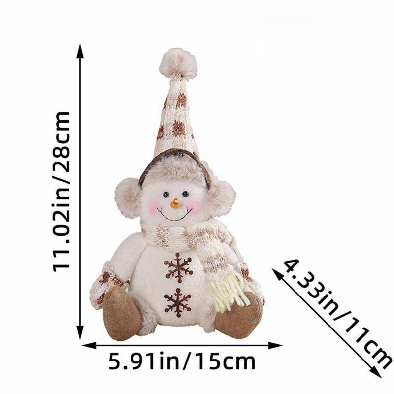 Christmas Short Leg Snowman Doll Decoration Warm Brown Knitted Doll Living Room Sofa Home Decor