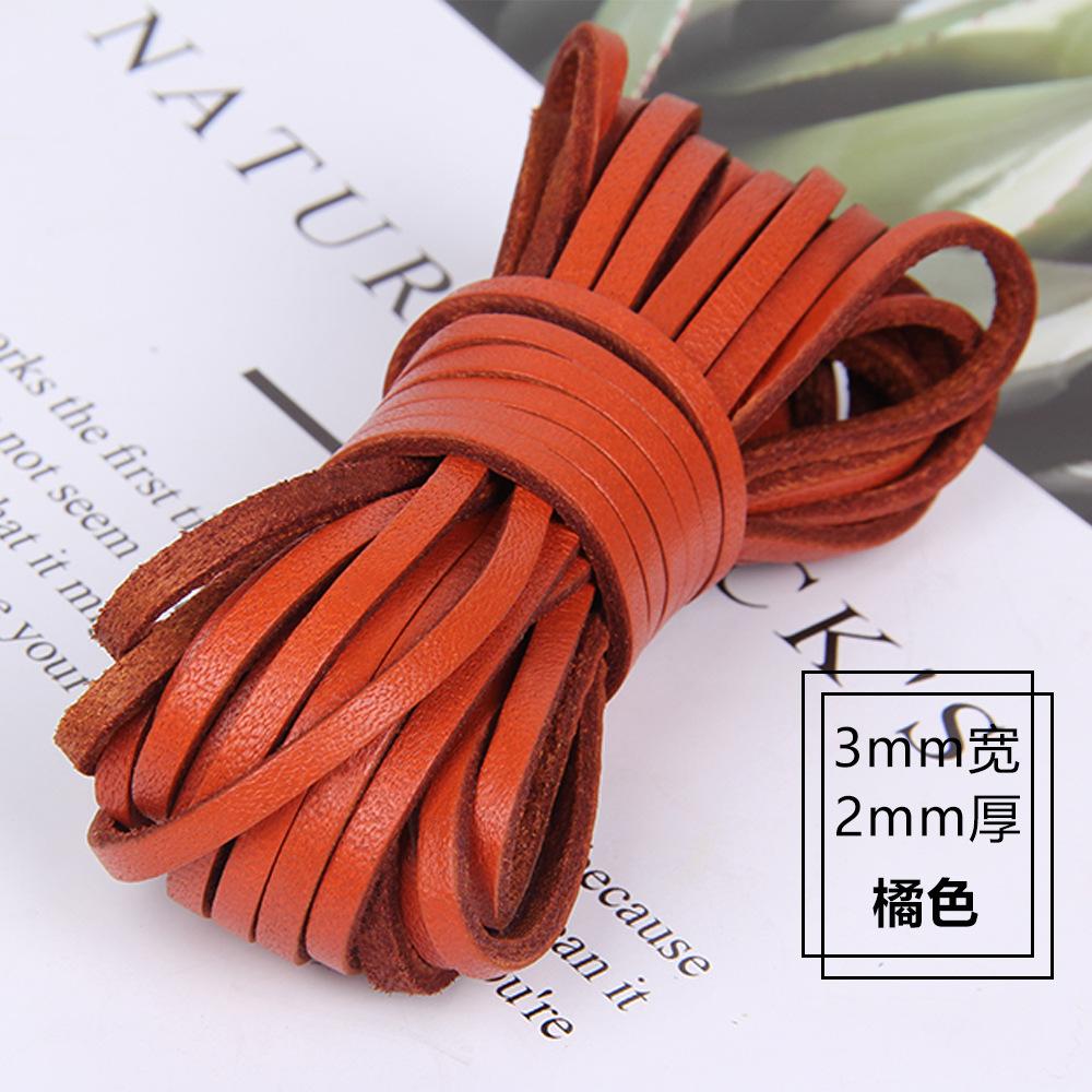 Diy Jewelry Accessories 3Mm Wide 2Mm Thick Square Cowhide Rope Bracelet Necklace Sweater Chain Woven Rope Genuine Leather Leather Rope