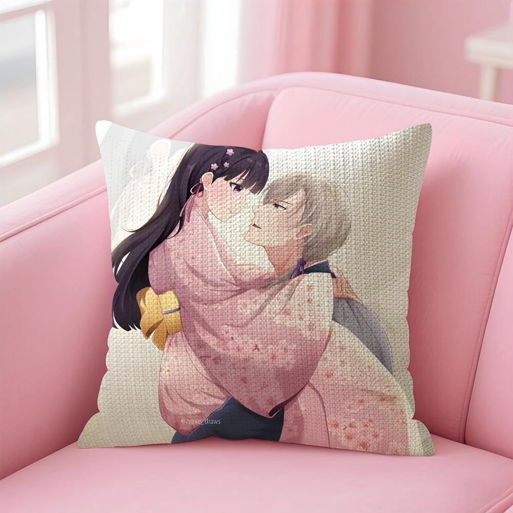 My HHappy MarriageE Anime Cushion Cover Natural Linen Pillow Case DoubleSided Print Decorative Sofa Pillowcase Home Decor Gift