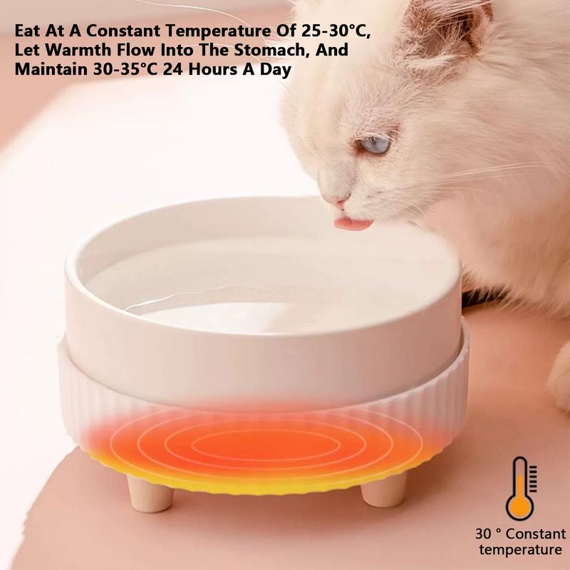 Heated Dog Water Bowl Thermostatic Water Dish Heater Noiseless Ceramic Water Bowl Cat Water Fountain Heating Animal Drinking